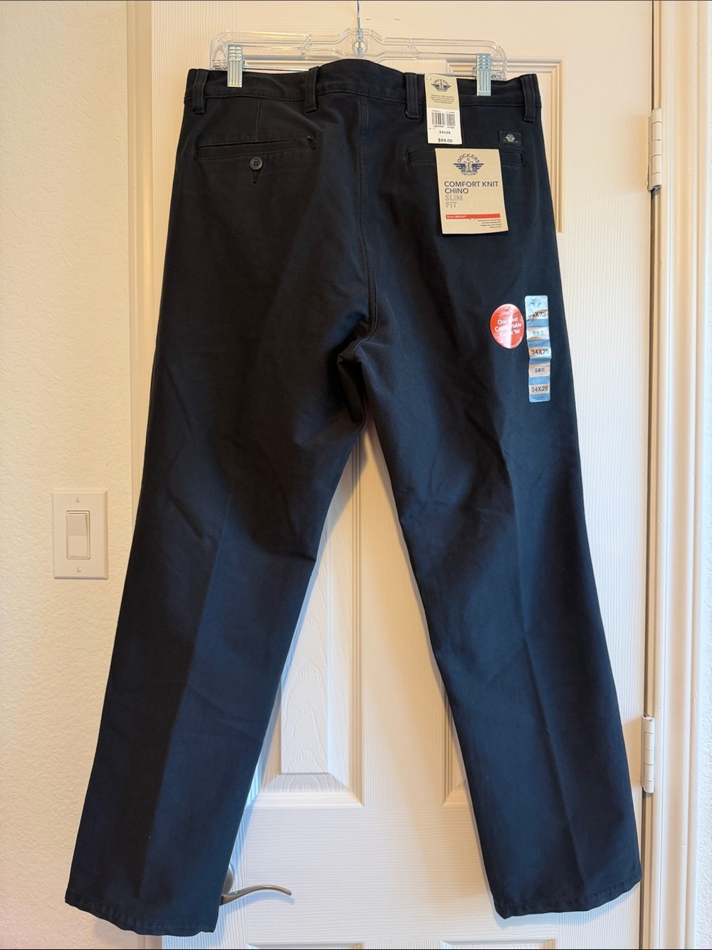 Dockers Mens Black Comfort Knit Chino Slim Fit Black Pant - 34x29 - NWT
